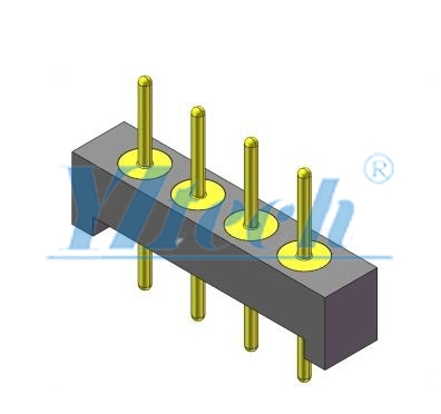 2.54X2.2圆孔双头针 1X4PIN 180° L=8.8mm    